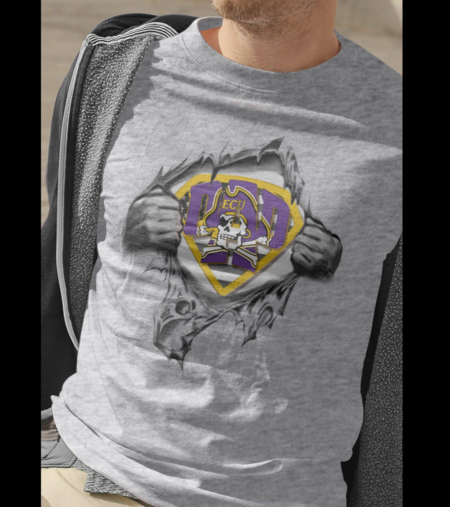 East Carolina Pirates Superdad ECU Skull Logo Hero T-Shirt