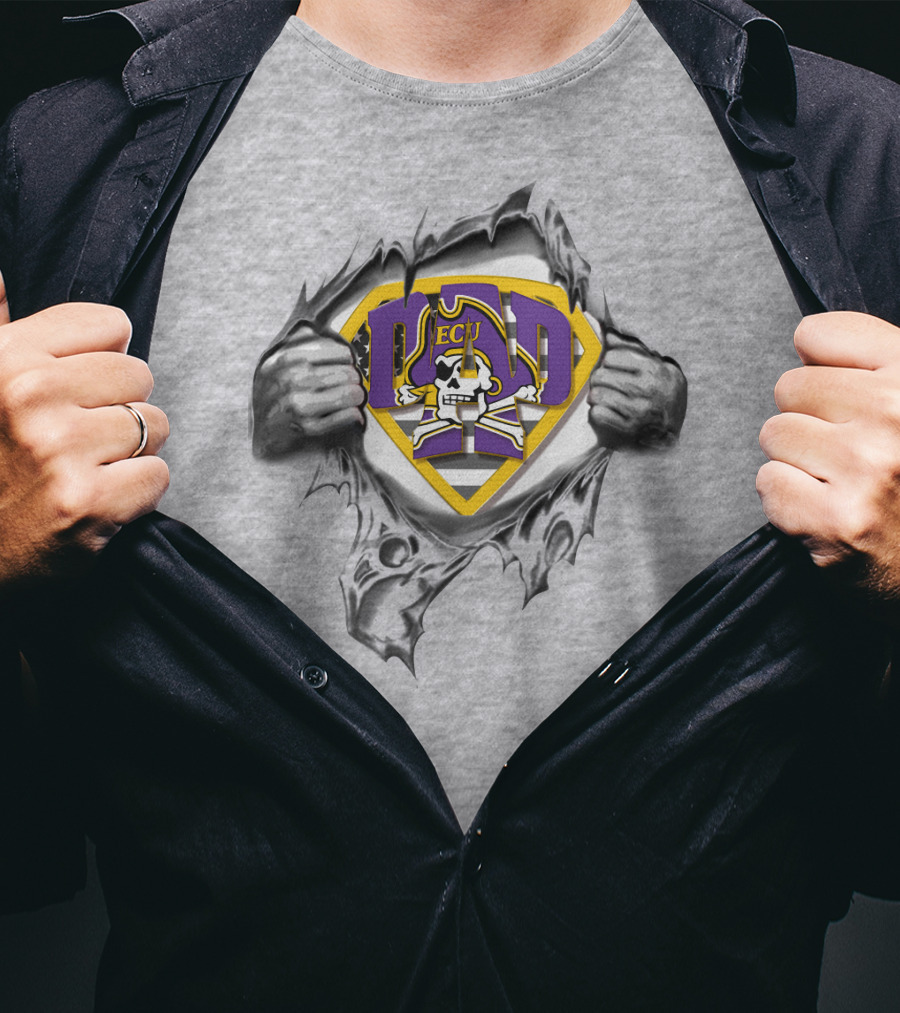 East Carolina Pirates Superdad ECU Skull Logo Hero T-Shirt