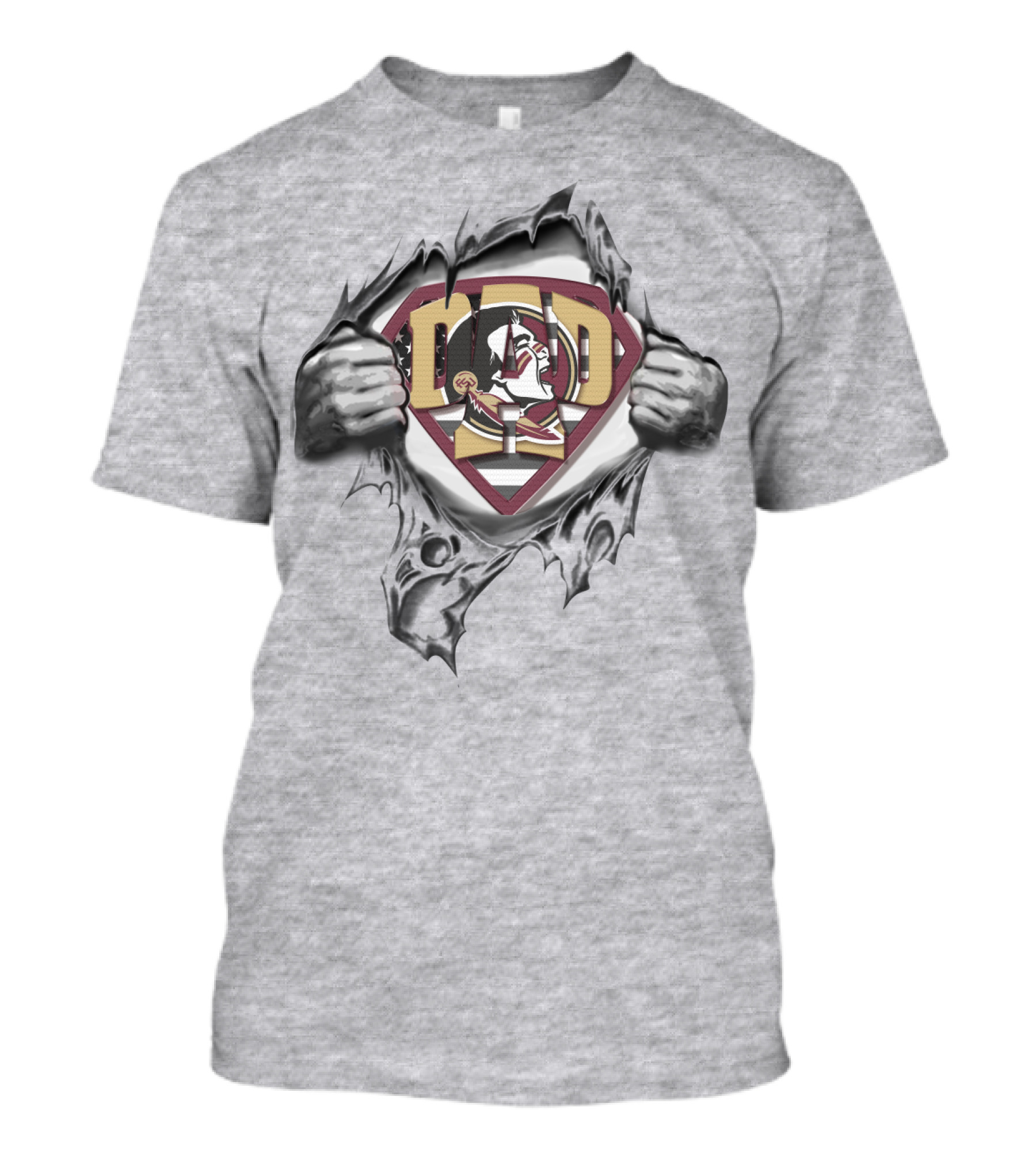 Superdad Florida State Seminoles Dad Logo Tear T-Shirt