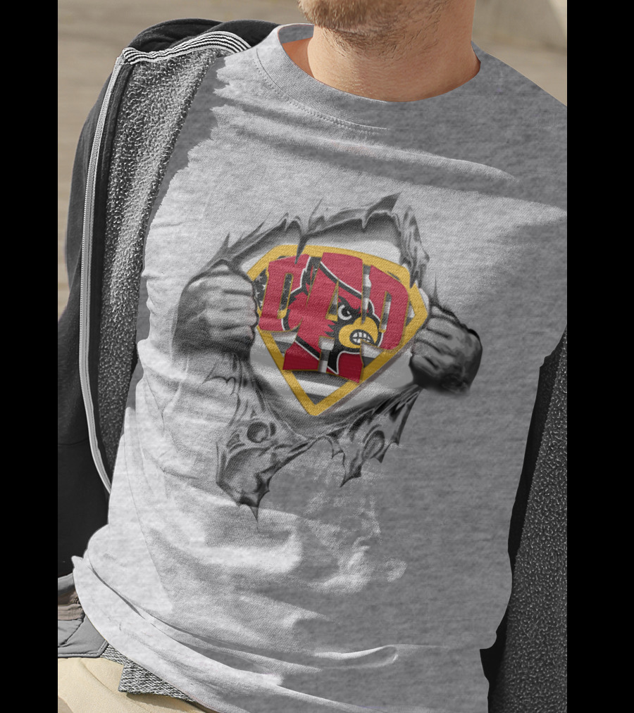 Superdad Louisville Cardinals Emblem Superman Style Rip T-Shirt
