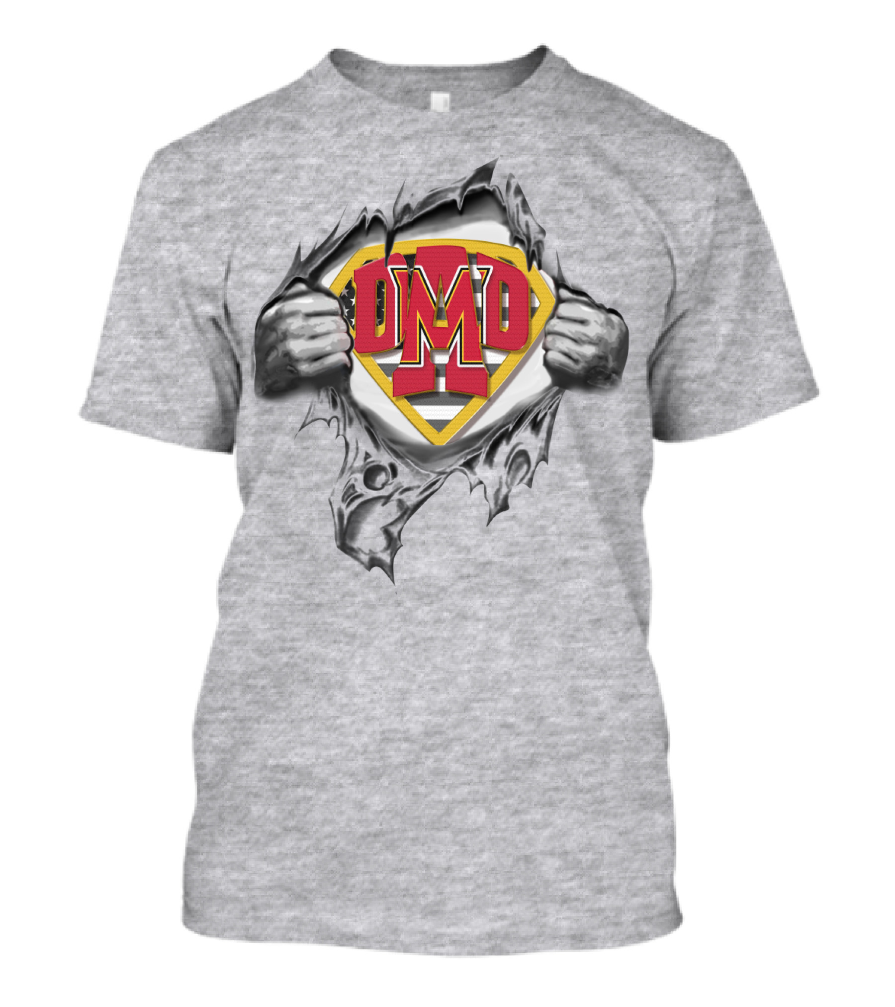 Superdad Maryland Terrapins Superman Style Logo Torn Chest T-Shirt