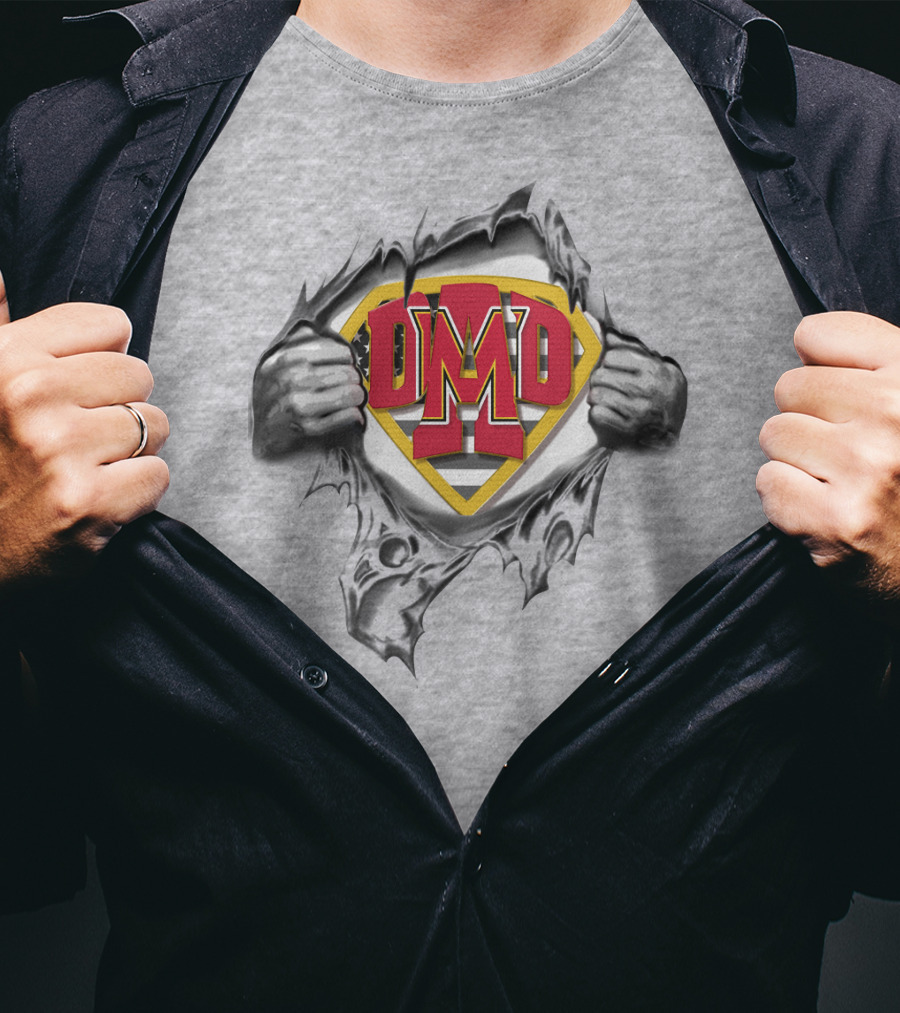 Superdad Maryland Terrapins Superman Style Logo Torn Chest T-Shirt