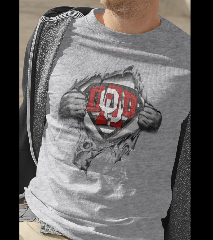 Superdad Oklahoma Sooners Logo Torn Chest T-Shirt