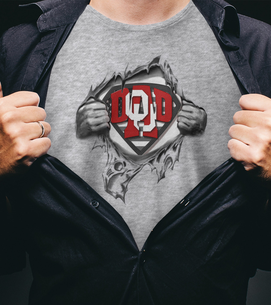 Superdad Oklahoma Sooners Logo Torn Chest T-Shirt