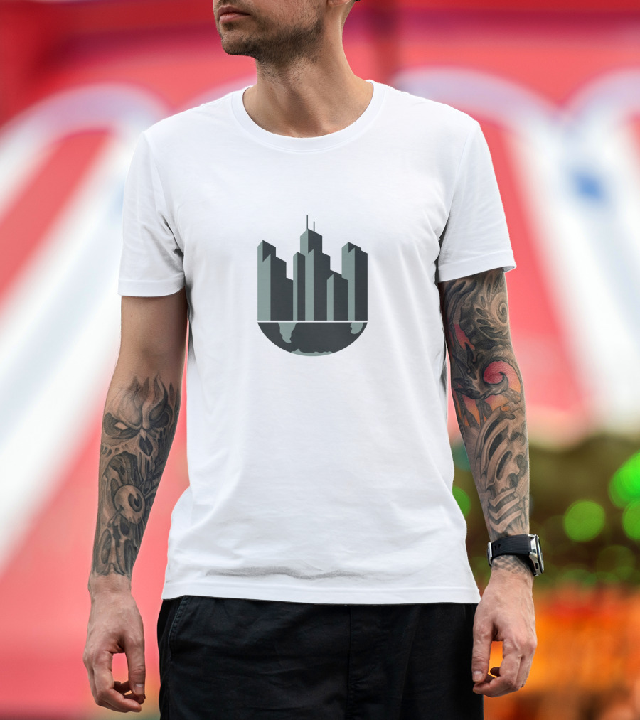 On Top of the World Skyline Above Globe T-Shirt