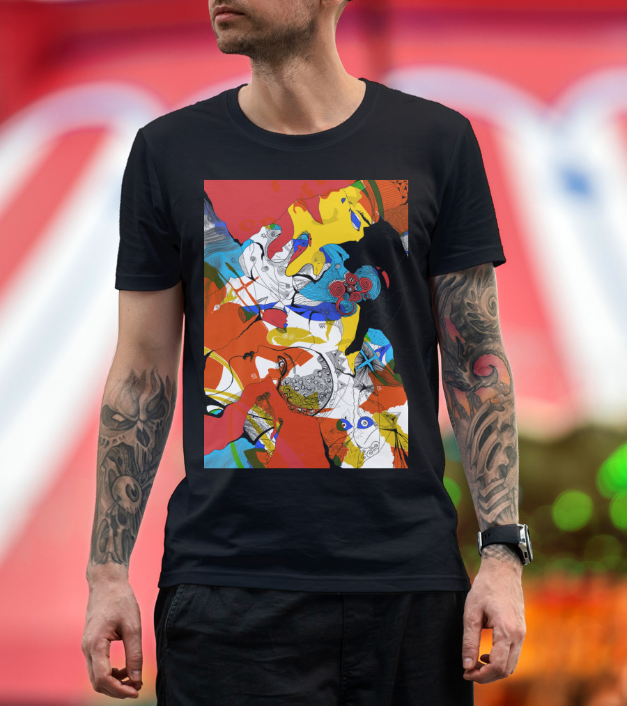 Random Thoughts Vibrant Abstract Art with Colorful Intricate T-Shirt