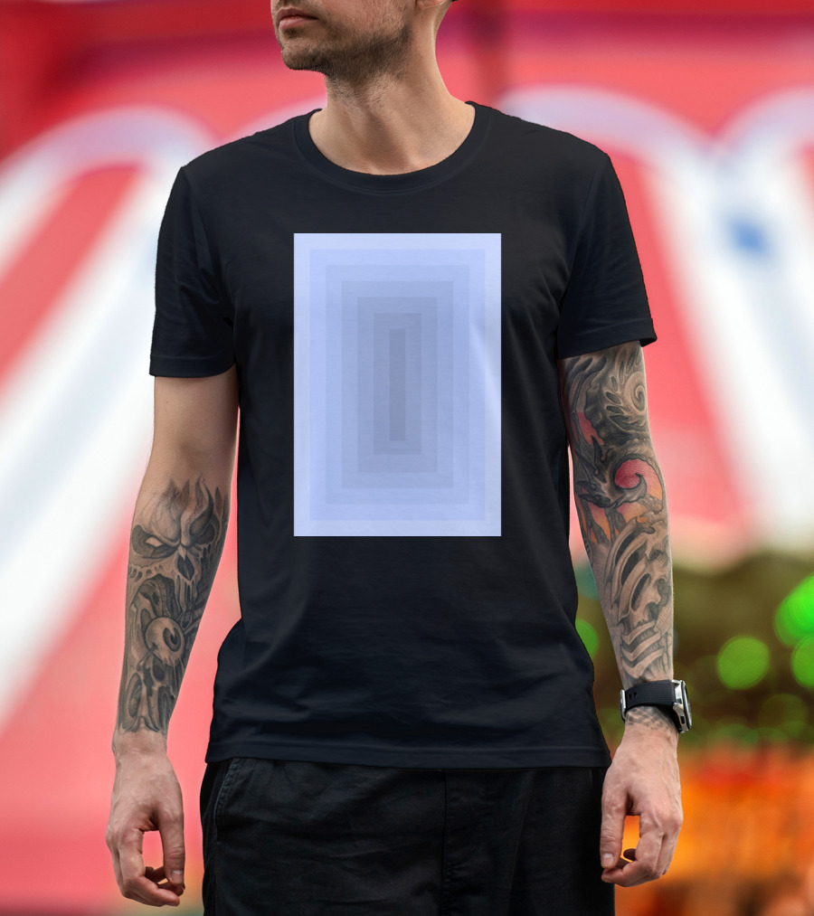 Gradient Blue Rectangular Layered Pattern Optical Illusion T-Shirt