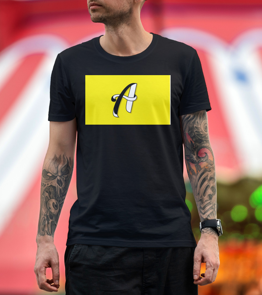 Letter A Bold Modern Typography Yellow Background Iconic T-Shirt