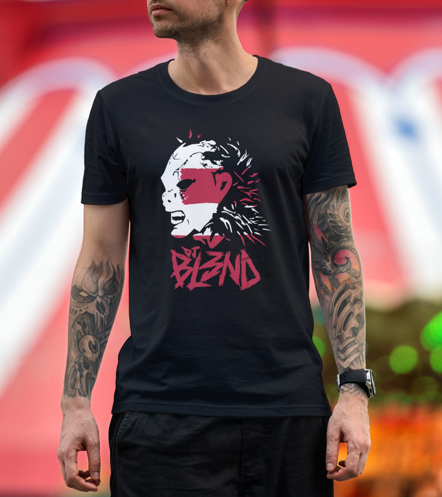 DJ BL3ND Mask Red Black Grunge T-Shirt