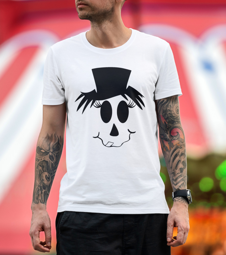 Halloween Scary Pumpkin Face with Top Hat and Crooked Smile T-Shirt