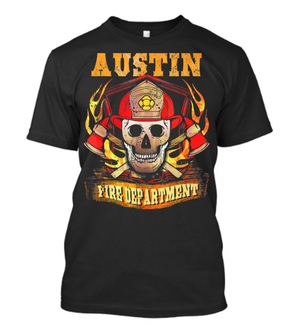 Austin TX Fire Department Skull And Firefighter Helmet T-Shirt
