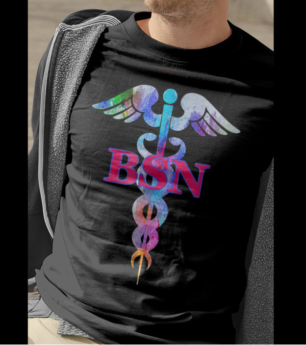 BSN Bachelor Of Science In Nursing Colorful Caducus T-Shirt