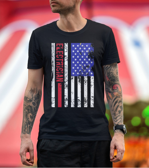 Premium T-Shirt: Electrician American Flag T-Shirt Electrician American Flag T-Shirt