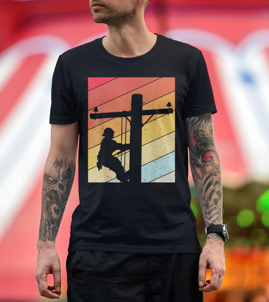 Funny Lineman Vintage Retro Electric Pole Worker T-Shirt