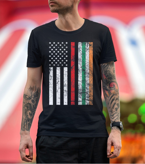 Premium T-Shirt: Firefighter American Irish Flag St Patrick's Day T-Shirt Firefighter American Irish Flag St Patrick's Day T-Shirt