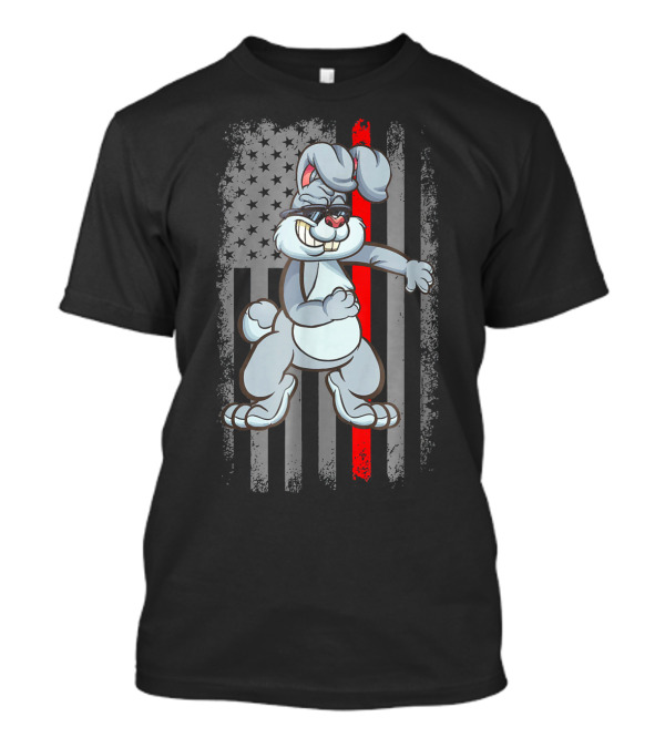 Floss Like A Boss Easter Bunny American Flag Thin Red Line T-Shirt