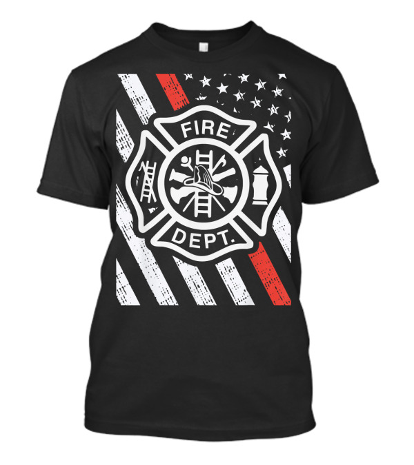 Fire Dept Firefighter US Flag Thin Red Line T-Shirt