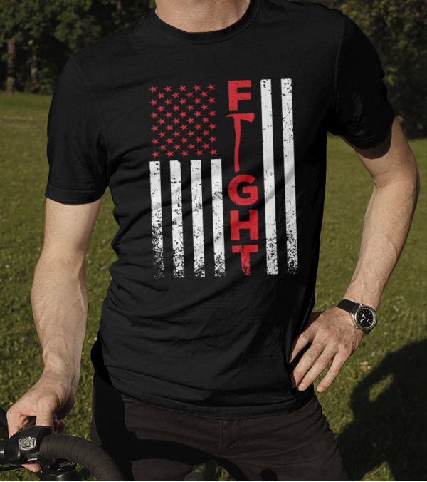 Fireman American Flag Thin Red Line Fight T-Shirt