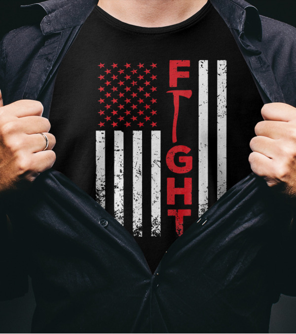 Fireman American Flag Thin Red Line Fight T-Shirt