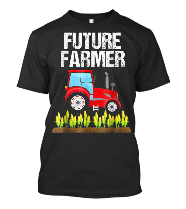 Future Farmer Red Tractor Corn Field T-Shirt