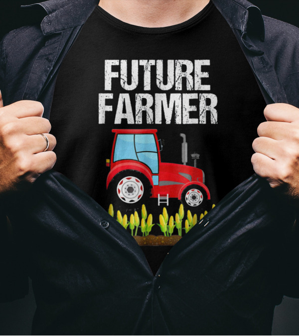 Future Farmer Red Tractor Corn Field T-Shirt