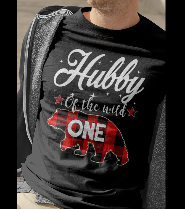 Hubby Of The Wild One Plaid Bear T-Shirt