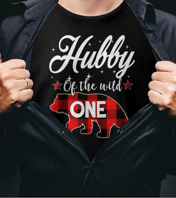 Hubby Of The Wild One Plaid Bear T-Shirt