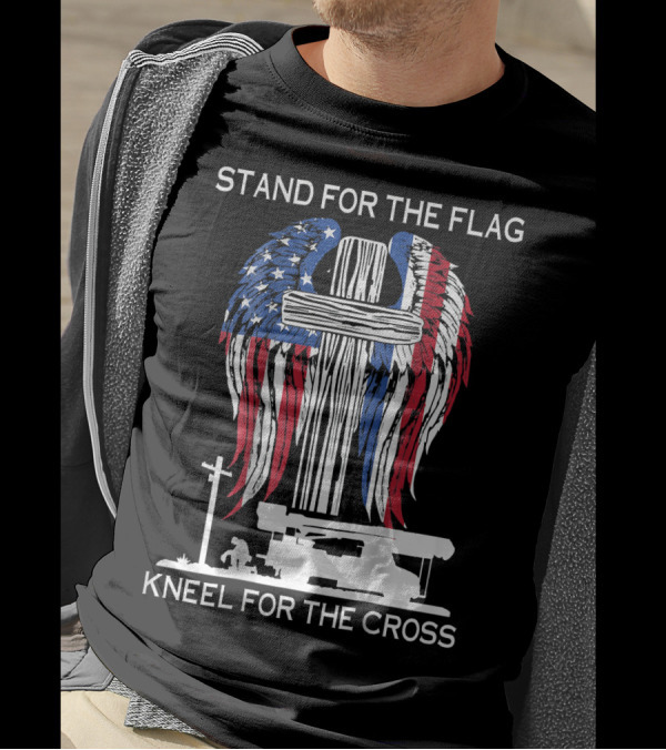 STAND FOR THE FLAG KNEEL FOR THE CROSS LINEMAN FLAG AND CROSS T-Shirt