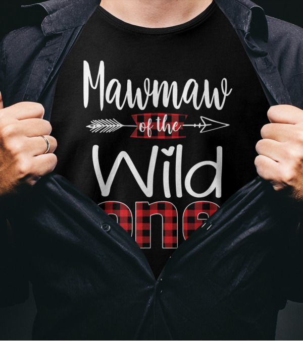 Mawmaw Of The Wild One Plaid Lumberjack Arrow Heart T-Shirt