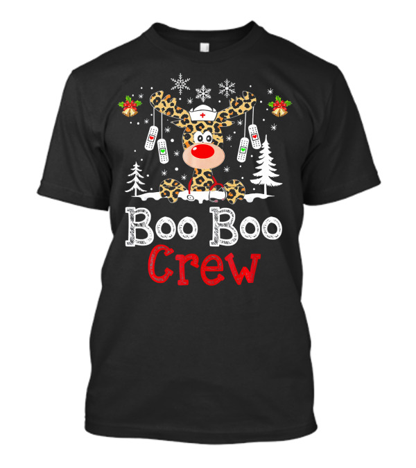 Boo Boo Crew Leopard Reindeer Christmas T-Shirt