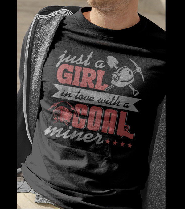 Just A Girl In Love With A Coal Miner Shovel Helmet Mining Icons T-Shirt