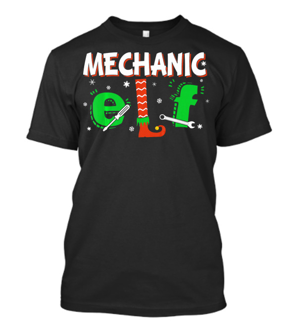 Mechanic Elf Christmas Matching Group Snowflakes Tools T-Shirt