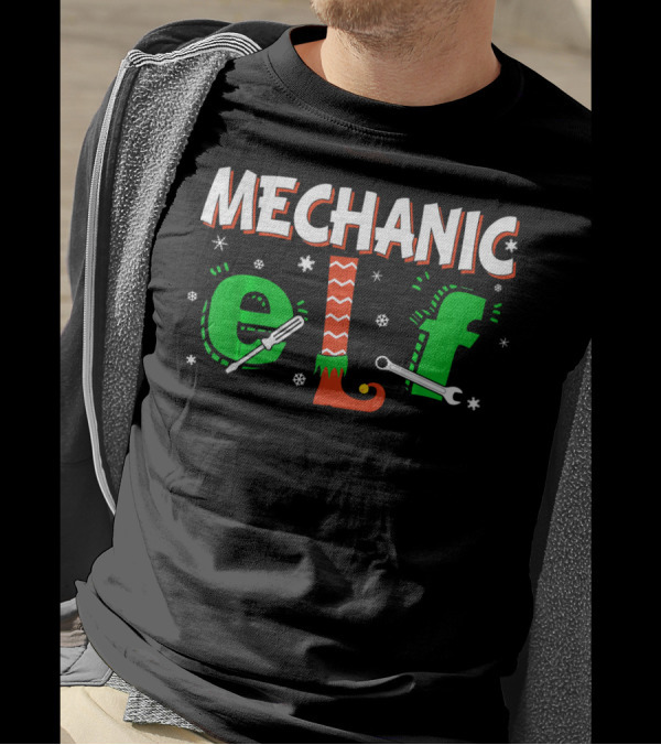 Mechanic Elf Christmas Matching Group Snowflakes Tools T-Shirt