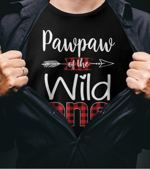 Pawpaw Of The Wild One Buffalo Plaid Arrow Lumberjack T-Shirt