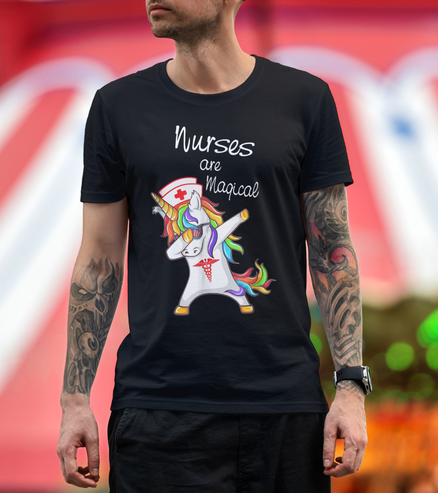 Nurses Are Magical Unicorn Nurse Dabbing Nursing Day T-Shirt