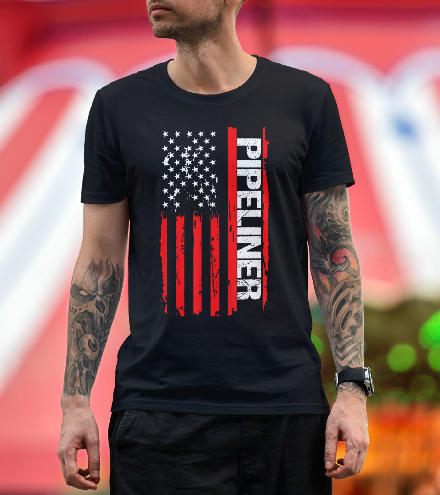 Pipeliner Bold American Flag Welder Pipeline Pride T-Shirt