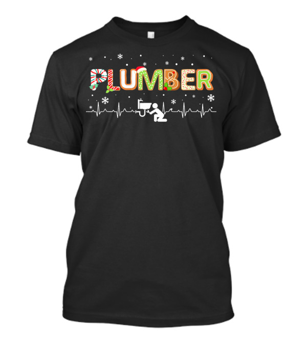 PLUMBER Heartbeat Snowflakes Christmas Elements T-Shirt