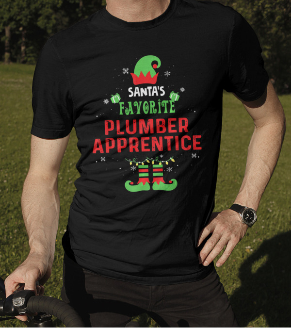 Santa's Favorite Plumber Apprentice Holiday Elf T-Shirt