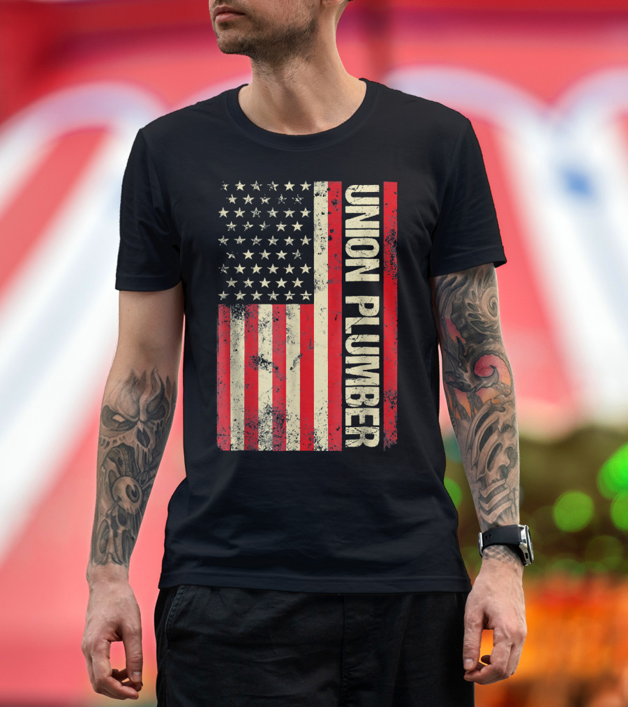 Union Plumber USA Flag T-Shirt