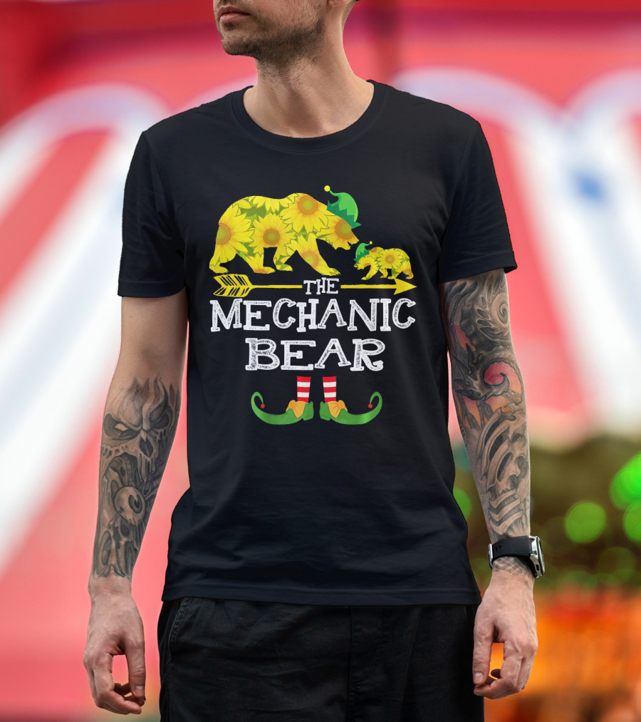 Sunflower Elf Bear Family Mechanic T-Shirt