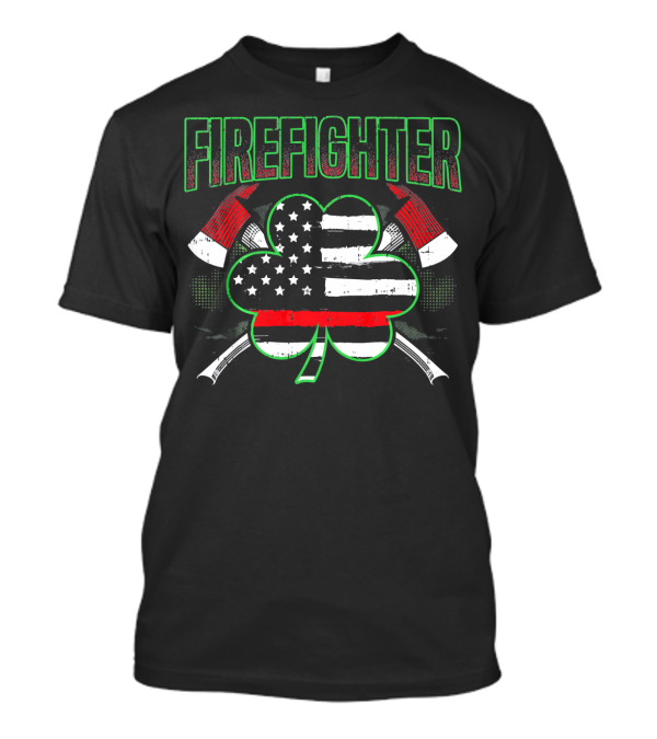 Firefighter Shamrock Thin Red Line St Patricks Day T-Shirt