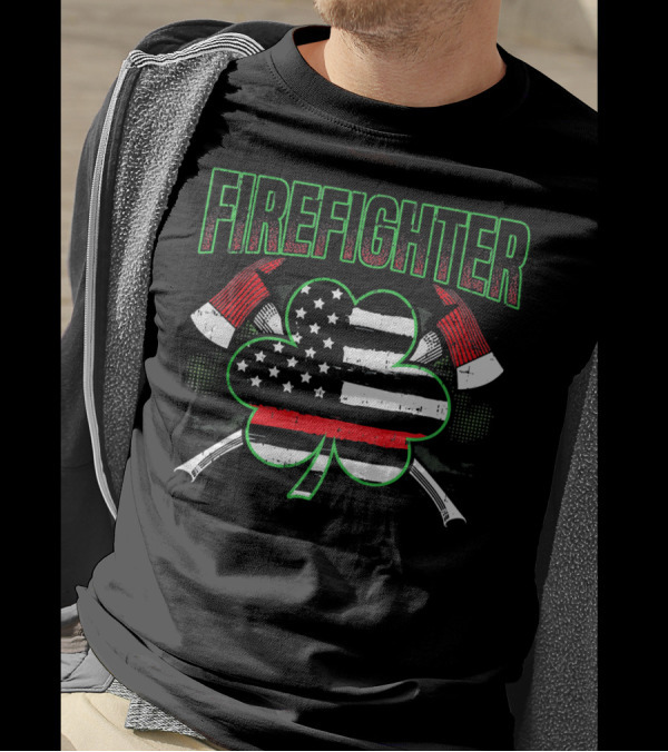 Firefighter Shamrock Thin Red Line St Patricks Day T-Shirt