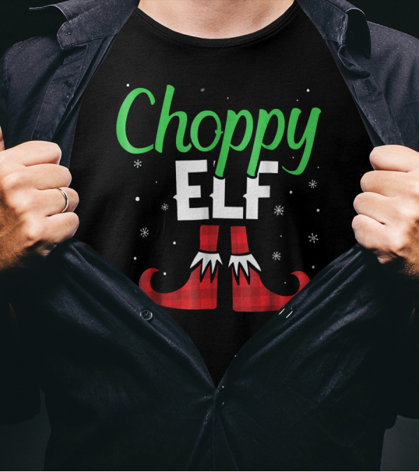 Choppy Elf With Buffalo Plaid Boots And Snowflakes T-Shirt