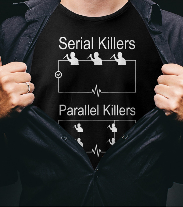 Serial Killers Parallel Killers Diagram With Weapon T-Shirt