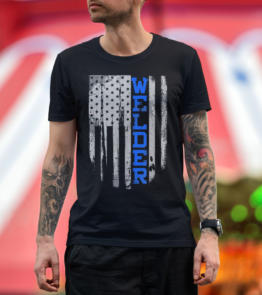 Welder American Flag 4th of July Mig T-Shirt