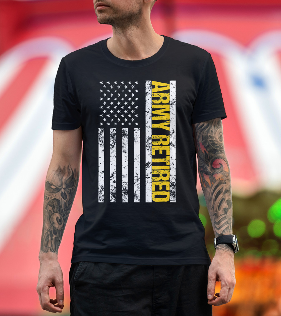 U.S. Army Retired Military with Flag T-Shirt