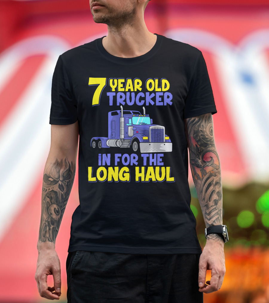 7 Year Old Trucker In for the Long Haul T-Shirt