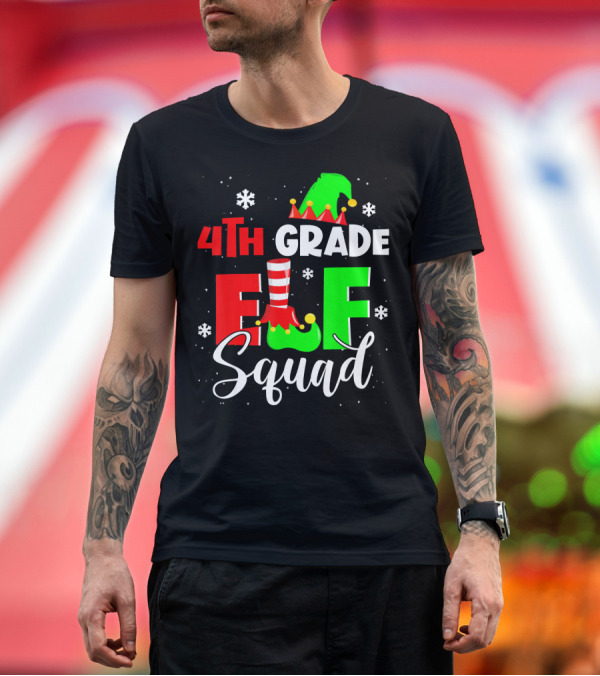 Premium T-Shirt: 4th Grade Elf Squad Funny Elementary T-Shirt 4th Grade Elf Squad Funny Elementary T-Shirt