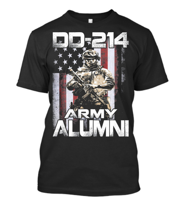 DD 214 Army Alumni Soldier With American Flag T-Shirt
