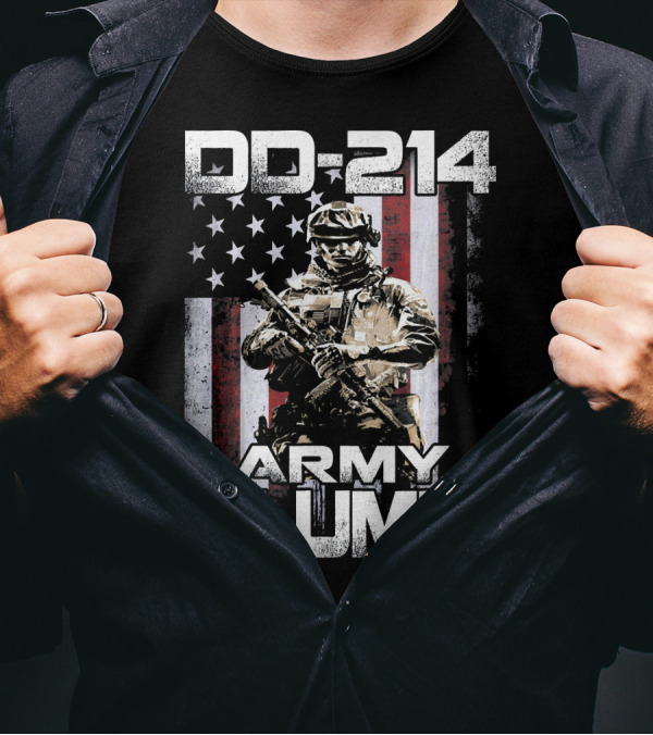 DD 214 Army Alumni Soldier With American Flag T-Shirt